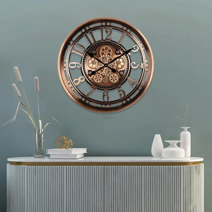 Large Wall Clock, Vintage Wall Clock with Antique Bronze Finish