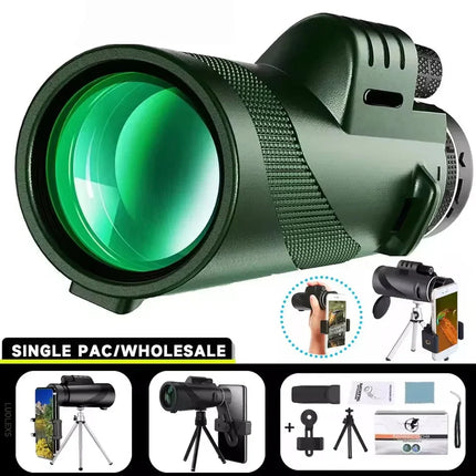 Monocular Telescope 80x, High Power Monocular with Phone Adapter, BAK4 Prism Compact Monocular for Hunting and Travel