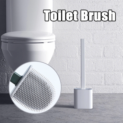 Silicone Toilet Brush with Holder, Toilet Bowl Brush for Rim Cleaning