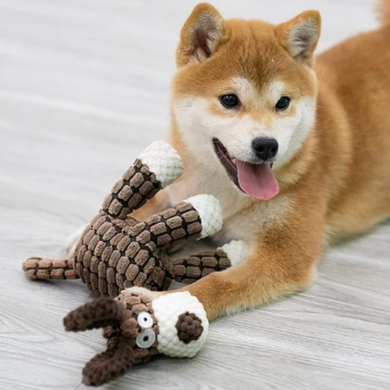 Dog Chew Toys, Durable Dog Toys for Strong Chewers, Plush Dog Toy with Squeaker and Velvet Shell