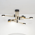 4-lights: Diameter 24 in x H 13 in (High Voltage) / Gold+Black / Triac Warm Dimming
