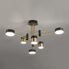 6-lights: Diameter 30 in x H 15 in (Low Voltage) / Gold+Black / Triac Warm Dimming
