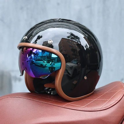 Retro Motorcycle Helmets, Vintage Jet Helmet with Padded ABS Shell – image 9