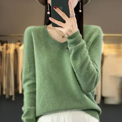Merino Wool Sweater for Women, Soft Knitted O Neck Sweater – image 8