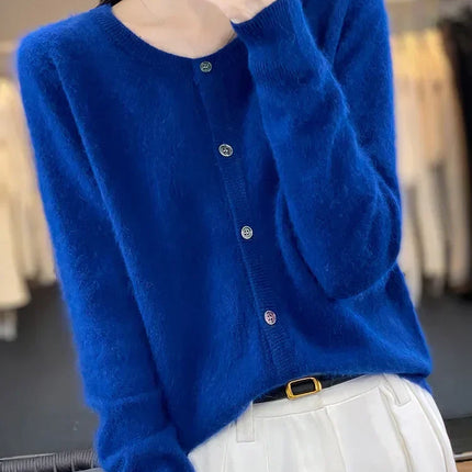 Mink Cashmere Sweater Cardigan for Women, Loose Knit Cashmere Cardigan – image 9