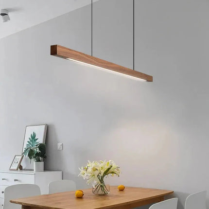 Linear Pendant Light, Wooden Pendant Lamp with Ceiling Plate – image 4