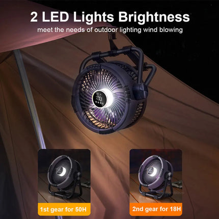 Portable Fan with Remote Control, Rechargeable Camping Fan with LED Light and Hook – image 4