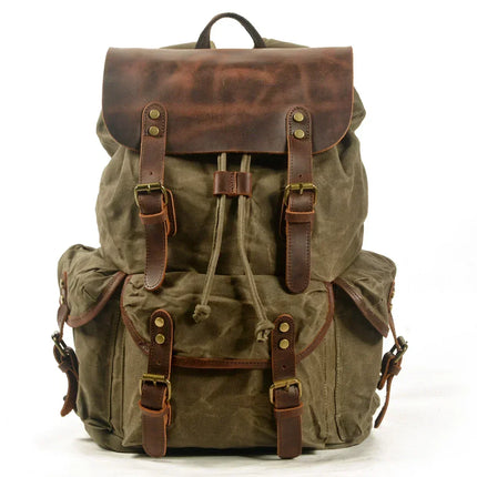 Canvas Backpack with Leather Trim, Travel Backpack for Men and Women – image 10