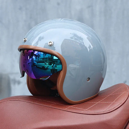 Retro Motorcycle Helmets, 3/4 Open Face Motorcycle Helmet for Men and Women