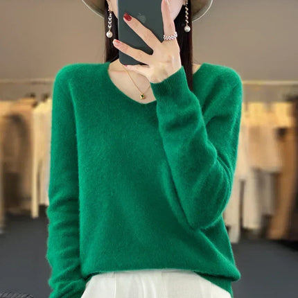 Womens Sweaters, Soft Knitted Sweater with O Neck and Long Sleeves for Winter – image 7
