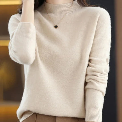Womens Sweaters, Merino Wool Pullover with Crew Neck – image 108