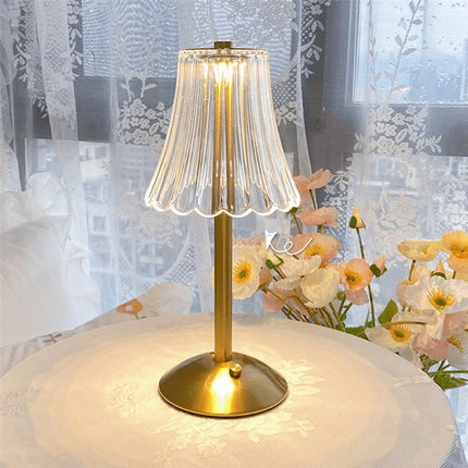 Golden Crystal Table Lamp with Touch Controls | Cordless LED Lighting for Elegant Ambiance