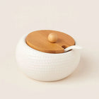 Ceramic Seasoning Jar with Bamboo Lid and Spoon, Spice Jar, Sugar Bowl with Lid, Kitchen Canister for Condiments