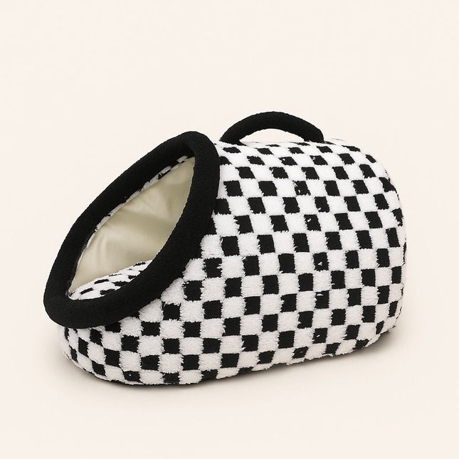 Dog Beds, Semi Enclosed Cat Bed, Covered Dog Bed with Checkered Pattern and Non Slip Base for All Seasons_00