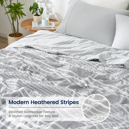 Seersucker Cooling Comforter | Lightweight Striped Design for Enhanced Airflow and Breathability 2