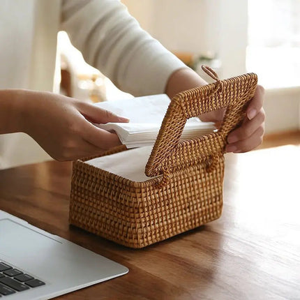 Rattan Tissue Box Cover, Wicker Tissue Box