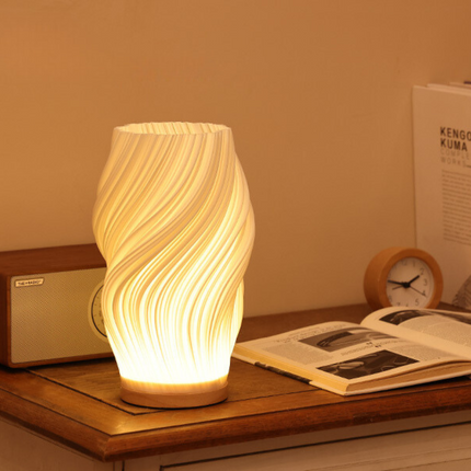 Dimmable Wavecrest Lamp with USB Power | Contemporary Wooden Base for Customizable Lighting