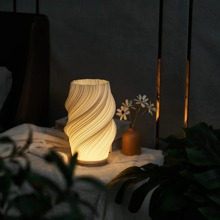 Dimmable Wavecrest Lamp with USB Power | Contemporary Wooden Base for Customizable Lighting