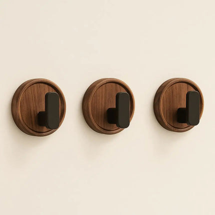 Wooden Wall Hooks, Adhesive Hooks with Metal Peg