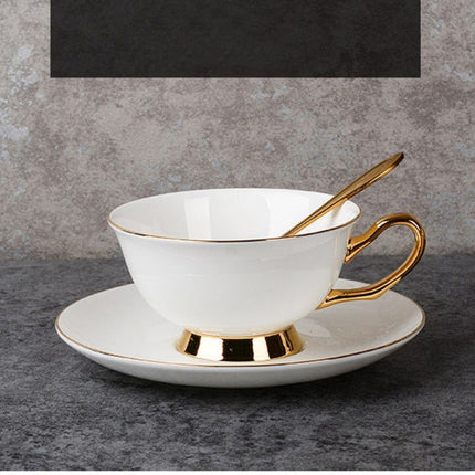 Bone China Tea Set for 6, Porcelain Tea and Coffee Set with Gold Hand Painted Accents