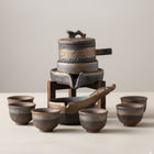 Ceramic Teapot Set with 6 Tea Cups and 2 Fair Cups, Gilded Iron Glaze Pottery Tea Set, Kiln Glazed Tea Cup Set