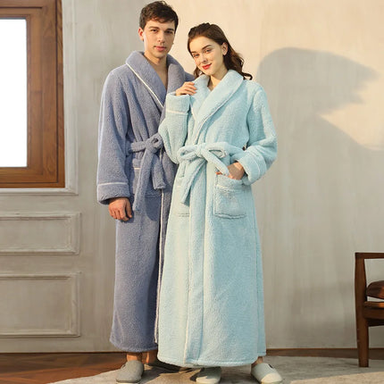 Flannel Bathrobe for Men and Women, Womens Bathrobe Long – image 13