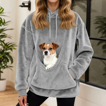 Oversized Fleece Hoodie with Pet Carrier Pocket, Unisex Pullover Hoodie – image 12