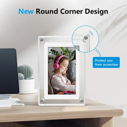 Digital Picture Frame 5 Inch Acrylic, Electronic Photo Frame IPS 1080P, Battery Powered Digital Photo Frame with SD Card