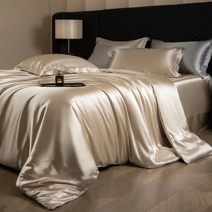 Luxury Silk Bed Sheets Set with Duvet Cover & Pillowcases | Soft, Breathable Bedding for Ultimate Comfort