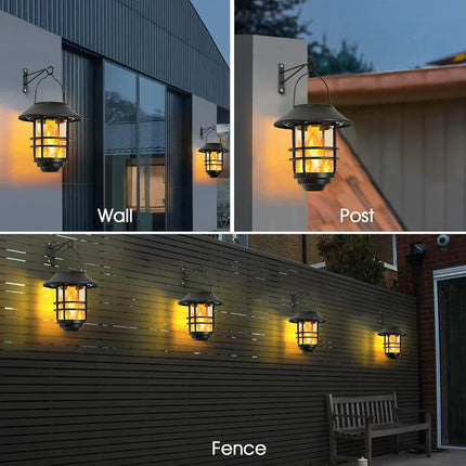 Outdoor Solar Lanterns Hanging, Solar Wall Lantern with Flickering Flame – image 4