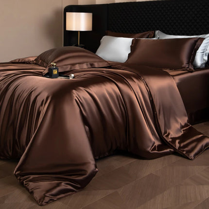Luxury Silk Bed Sheets Set with Duvet Cover & Pillowcases | Soft, Breathable Bedding for Ultimate Comfort