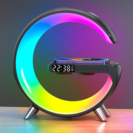 Fast Wireless Charger with Bluetooth Audio & Clock | Multifunctional Desktop Hub for Convenience and Style