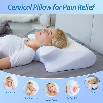 Memory Foam Pillow, Cervical Neck Pillow for Back and Stomach Sleepers – image 6