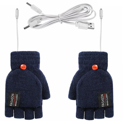 Heated Gloves for Men and Women, USB Rechargeable Heated Gloves with 3 Heat Settings, Knitted Winter Gloves
