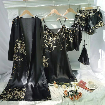 Womens Pajama Sets with Robe and Nightgown, 5 Piece Womens Pajamas – image 7