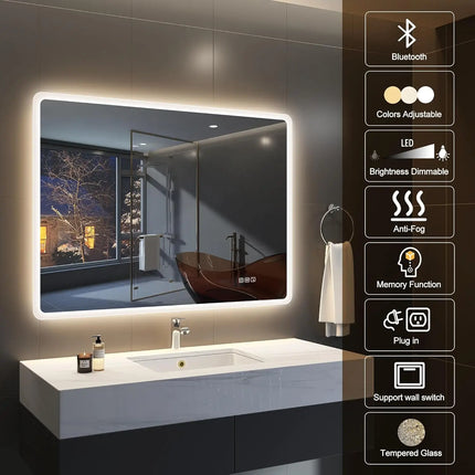 Lighted Vanity Mirror for Bathroom, Smart Mirror with Bluetooth Speaker – photo 48