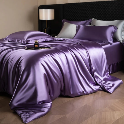 Luxury Silk Bed Sheets Set with Duvet Cover & Pillowcases | Soft, Breathable Bedding for Ultimate Comfort