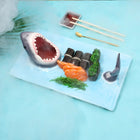 Ceramic Serving Plate, Shark Sushi Plate with Dip Holder, Veggie Tray for Appetizers, Microwave Safe Serving Dish