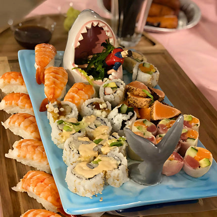 Ceramic Serving Plate, Shark Sushi Plate with Dip Holder – image 7