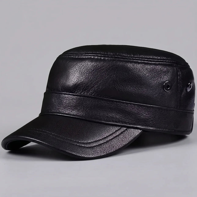 Sheepskin Cadet Cap | Structured Design with Short Brim | Stylish Headwear for Riders 0