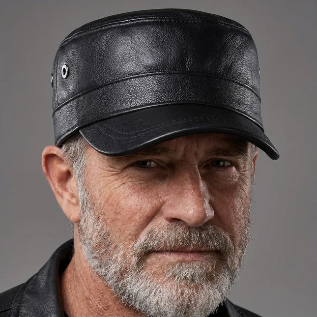 Sheepskin Cadet Cap | Structured Design with Short Brim | Stylish Headwear for Riders 1
