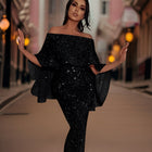 Maxi Dress for Women, Off the Shoulder A Line Dress with Ruffles, Shimmering Formal Dress, Evening Gown for Gala