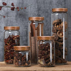 Glass Jars with Lids, Glass Food Storage Containers with Acacia Lids, Stackable Airtight Containers for Kitchen Storage