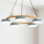 5 Heads ∅ 28.3″ x H 5.5″ / Blue / Warm Light