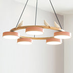 5 Heads ∅ 28.3″ x H 5.5″ / Orange Pink / Warm Light