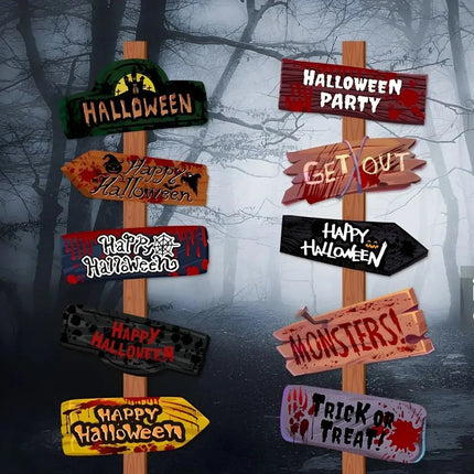Halloween Signs 10 Pack, Halloween Decorations for Haunted House and Yard