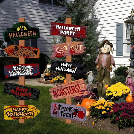 Halloween Signs 10 Pack, Halloween Party Decor with Scary Signs