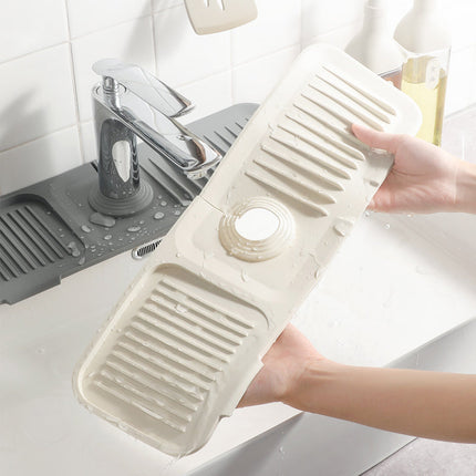 Dish Drying Mat for Kitchen Counter, Sink Drainage Mat with Slanted Drain, Foldable Heat Resistant Trivet for Hot Pots