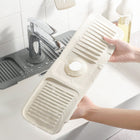 Dish Drying Mat for Kitchen Counter, Sink Drainage Mat with Slanted Drain, Foldable Heat Resistant Trivet for Hot Pots