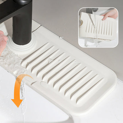 Dish Drying Mat for Kitchen Counter, Sink Drainage Mat with Slanted Drain